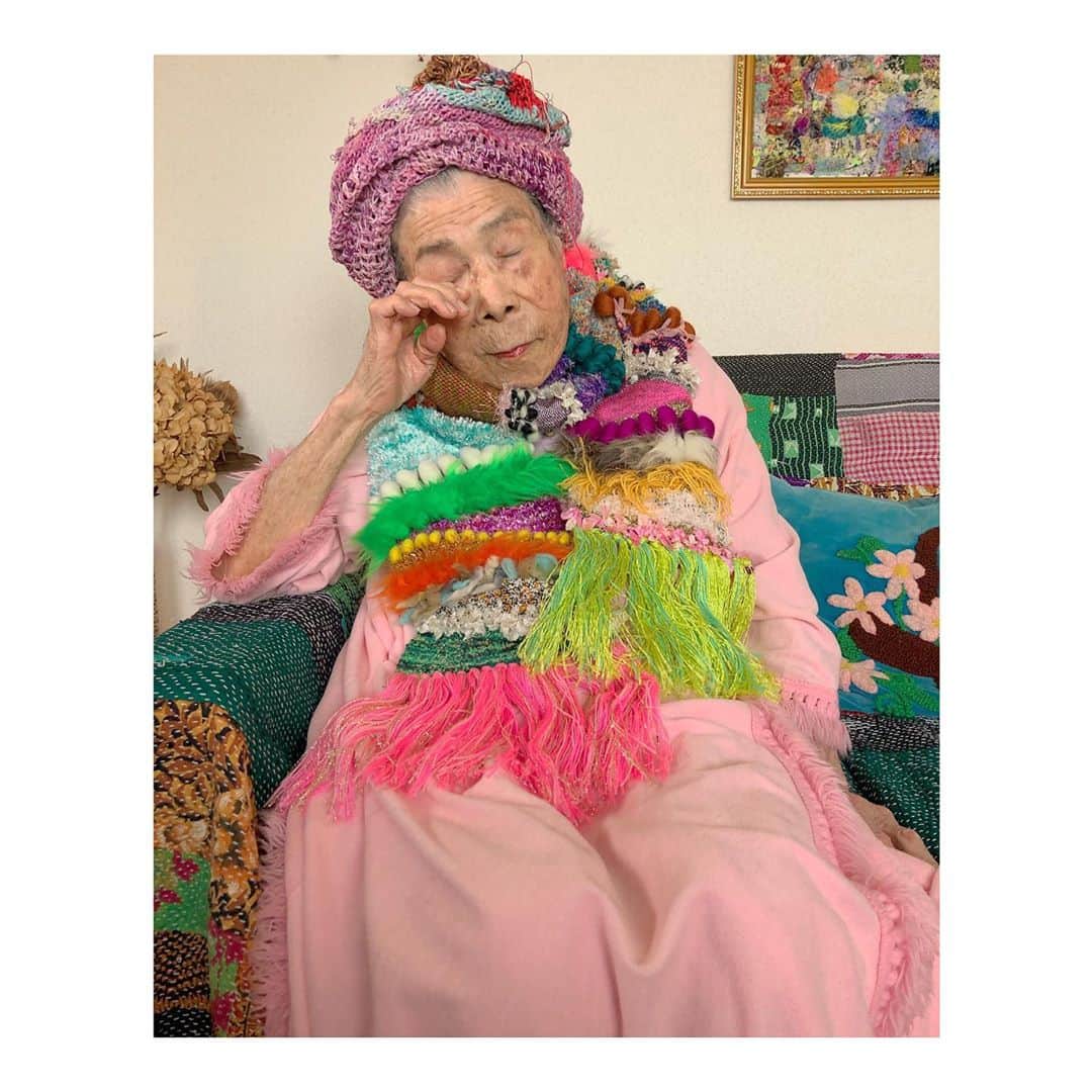 森千波さんのインスタグラム写真 - (森千波Instagram)「#tgcemk  . . . .  #1000weave#weaving#yarn#knit#cotton#new#grandma#97yearsold#happy#handmade#model#fashion#ootd」9月3日 20時06分 - 1000wave