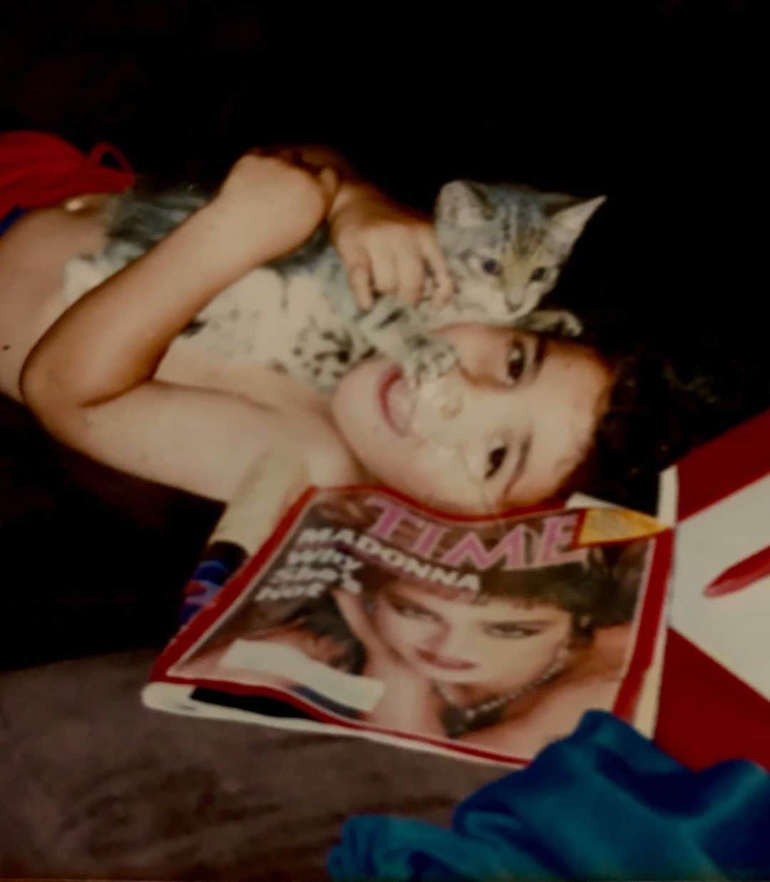 のインスタグラム：「#TBT “Why she’s Hot” @time cover.  Let me tell you, M is hot!!, and first hand the Answer to the covers question: “Desperately Seeking Susan” (I hope you all have watched the movie)  As a kid growing up in downtown soho, the buzz and heat was huge and real , the movie brought M to larger audiences and it was a real sensation, her attitude, music, spirt captured and interpreted the mood of the city at the time of the early 80s, there was a real feeling of hometown downtown girl about town making it big time. This was what we talked about in preschool as well as MJ’s moon walk & Air Jordan’s💫 @madonna soho #nyc 1985!!!!  So for all the expressive Creative’s out there, never ever give up, be ambitious, be bold, take risks, work hard, and your dreams might come true!♥️ (Thank you mom 🥳for saving and sending me this photo)」