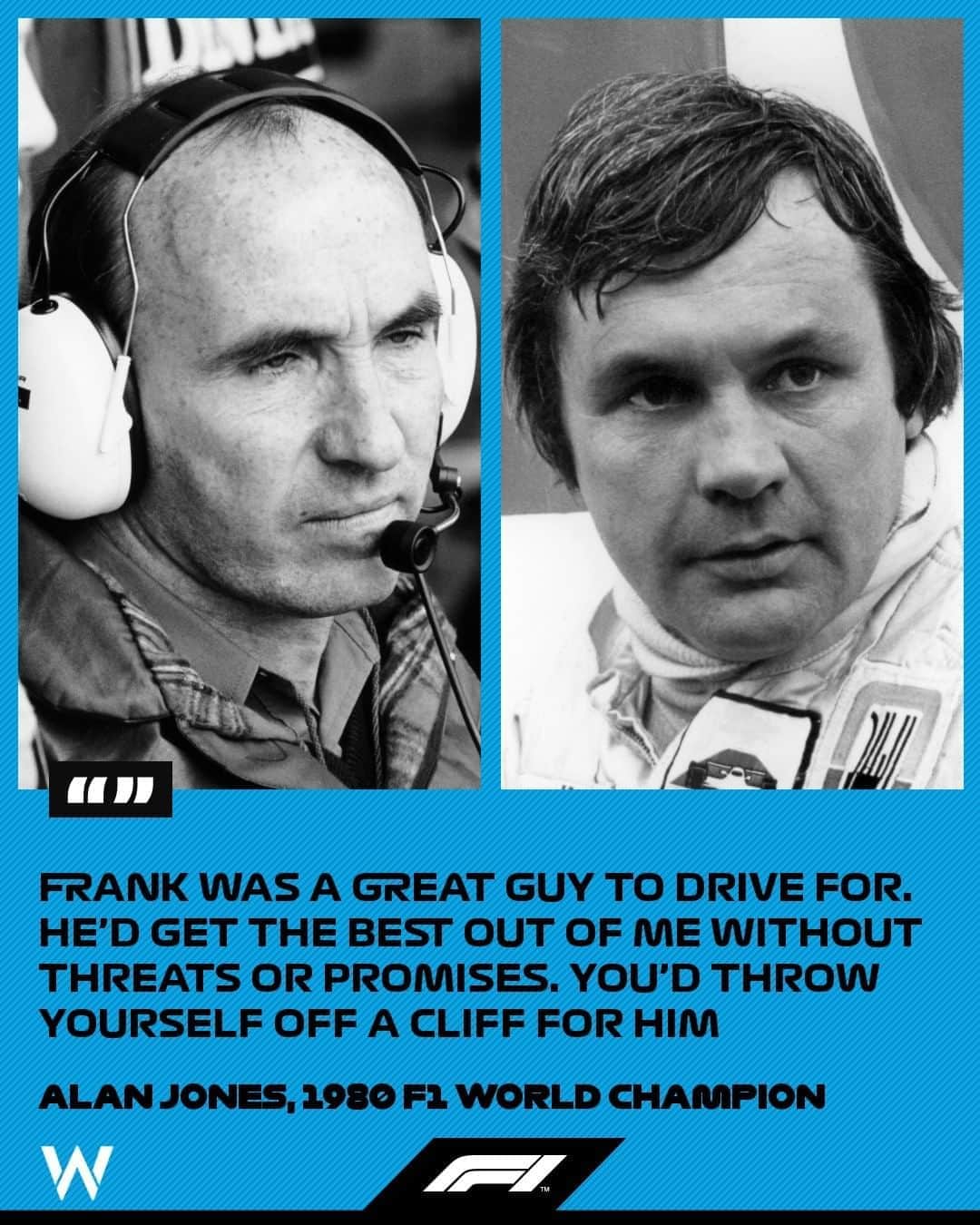 F1さんのインスタグラム写真 - (F1Instagram)「Alan Jones won his and Williams' first driver and constructor world titles back in 1980 🙌🏆 . He could not speak highly enough of Sir Frank Williams when he appeared on the Beyond The Grid podcast . #F1 #Formula1 @williamsracing #Williams」9月4日 0時10分 - f1