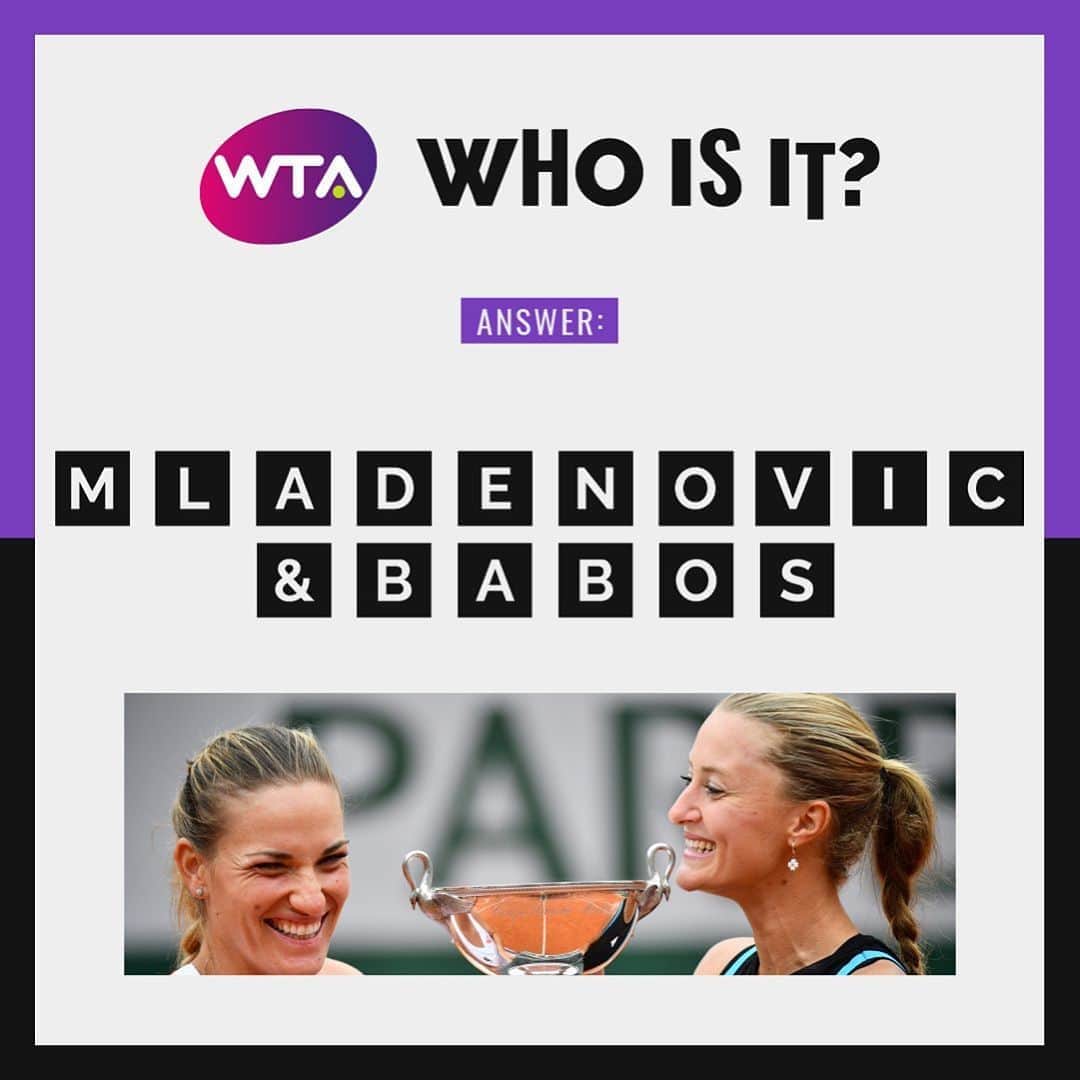 WTA（女子テニス協会）さんのインスタグラム写真 - (WTA（女子テニス協会）Instagram)「Can you guess the doubles pair? 🧐  Swipe for hint 2 & the answer 👉」9月4日 0時43分 - wta