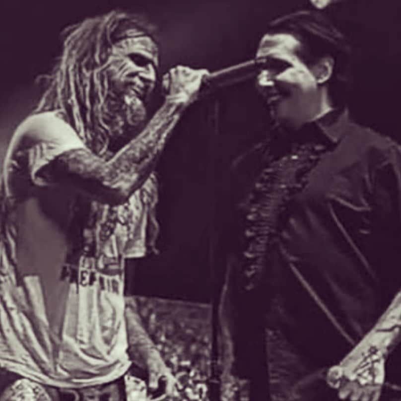 ロブ・ゾンビのインスタグラム：「For some reason we would always end up laughing during Helter Skelter . Not sure why? I guess we were having fun! 💀👍🏼#robzombie #marilynmanson #twinsofeviltour2019 #helterskelter #whatssofunny」