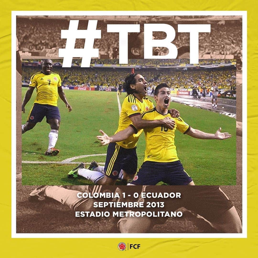 サッカー コロンビア代表チームのインスタグラム：「🔙⏳ ¡Regresamos en el tiempo #TBT!  🇨🇴1⃣-0⃣🇪🇨  🏆 Eliminatorias al Mundial 2014 🏟 Metropolitano de Barranquilla ⚽ @jamesrodriguez10   👏」