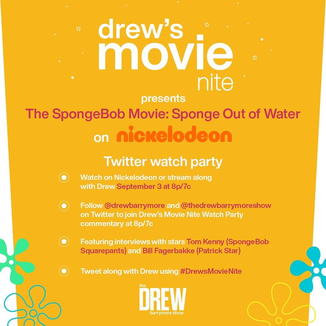 ダニー・トレホさんのインスタグラム写真 - (ダニー・トレホInstagram)「Are you ready kids? Join me Tonight to watch The SpongeBob Movie: Sponge Out of Water for @drewbarrymore's Movie Nite! Watch along on Nickelodeon or stream at 8p ET/5p PT! Join the conversation by posting #DrewsMovieNite and follow @thedrewbarrymoreshow!」9月4日 2時17分 - officialdannytrejo