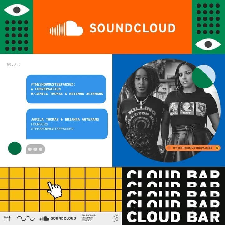 サウンドクラウドのインスタグラム：「90 days after launching #TheShowMustBePaused, @bri_anna & @imjamilat return with a list of demands for music companies.  On #CloudBar, they explained founding @theshowmustbepaused to break down systemic racism within the record business. 🎧 Link in bio to listen.」