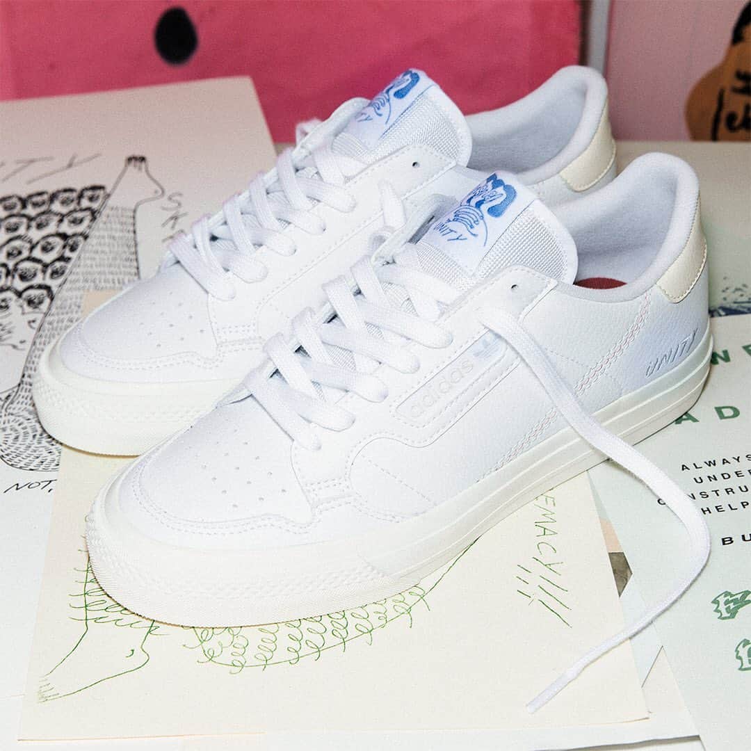 adidas Skateboardingのインスタグラム：「Power in unity /// The Unity x adidas Skateboarding Continental Vulc & Coronado. Available at your local skate shop and online at adidas.com/unity_collection ⚪️ ⚫️ • #adidasSkateboarding x #UnitySkateboarding #queerSkateboarding」