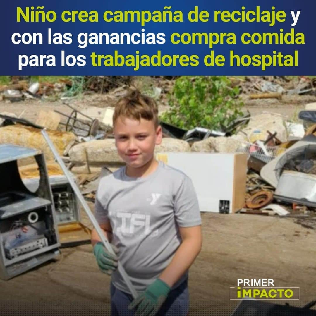 Primer Impactoさんのインスタグラム写真 - (Primer ImpactoInstagram)「🙌🏼 Este niño de 9 años creó una campaña de reciclaje y con las ganancias compró comida para los trabajadores de un hospital en agradecimiento por su trabajo en medio de la pandemia.  El pequeño Hunter-Michael Hutchins pidió en un video en redes sociales que no le regalaran nada de cumpleaños, sino que donaran para su noble causa.  Ya recogió unos 2,000 dólares y espera alcanzar muchos más para el personal sanitario en #Indianapolis, #Indiana.」9月4日 8時28分 - primerimpacto