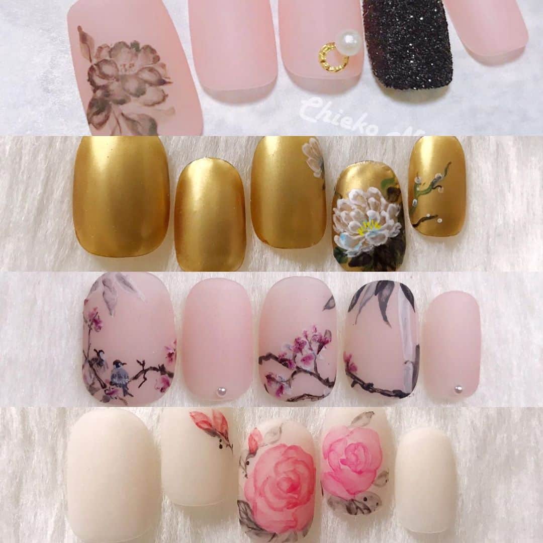 なかやまちえこのインスタグラム：「水墨画ネイル⠀ #nail #nails #nailart #ネイル #美甲 #ネイルアート  #japanesenailart #manucure #japanesenails #manicurist #gelnails #أظافر #네일아트 #미용 #vẽmóng #ngườiđẹp  #เพ้นท์เล็บ #искусствоногтя #artedeuñas #เพ้นท์เล็บเจล #ジェルネイルデザイン #ネイルデザイン #senikuku #nagelkunst #水墨画ネイル #Inkpainting #Inkpaintingnails #suibokuga」