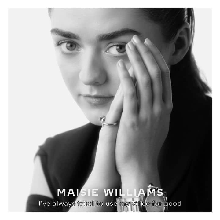 メイジー・ウィリアムズのインスタグラム：「merci maison cartier for this honour 🙇🏼‍♀️   it was an incredible pleasure to work with Jackson, Rami, Willow, and Troye - thank you for inspiring us all ✨   #PashaDeCartier #CartierAmbassador」