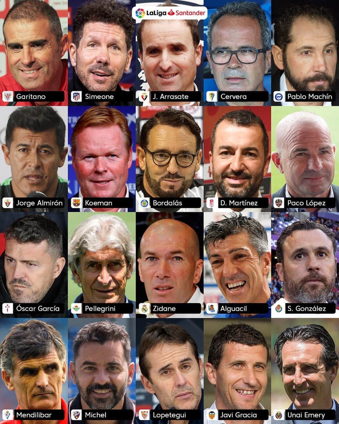 LFPさんのインスタグラム写真 - (LFPInstagram)「✅📋 These are the 20 managers confirmed for #LaLigaSantander 2020/21! 😍 Choose one!   ✅📋 ¡Estos son los 20 entrenadores confirmados para LaLiga Santander 2020/21! 😍 ¿Quién te gusta más?   #ViveLaLigaSantander #LaLiga #Managers #Football」9月4日 20時01分 - laliga