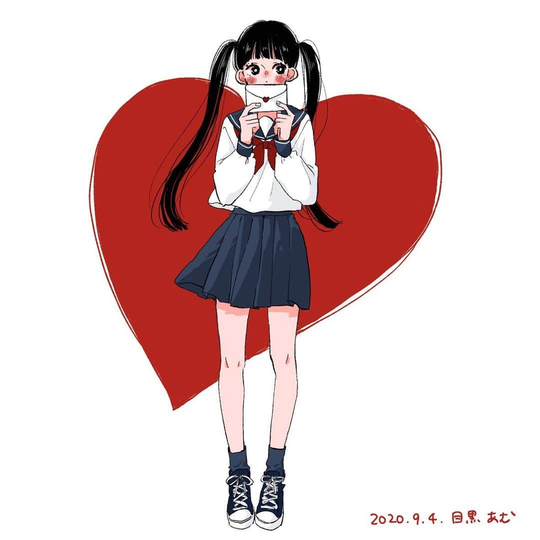 のインスタグラム：「＊ツインテセーラー﻿ ﻿ コメントに♡ありがとうございます！﻿ 黒髪ツインテセーラーは正義🦸‍♀️✨﻿ ﻿ #1日1絵﻿ #創作  #女の子﻿ #ツインテール﻿ #セーラー服﻿ #illustration」