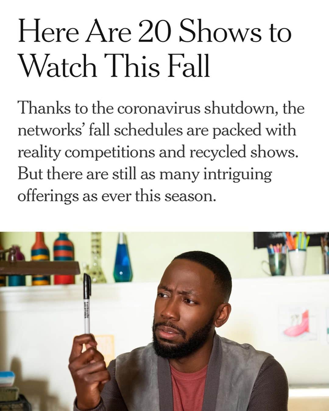 エリック・クリスチャン・オルセンのインスタグラム：「@nytimes!! @hulu @lamorne @blakeanderson @iamtmurph @iamkeithknight @thesheertruth @imrosemciver   Woke on Hulu  "Well timed and, based on its first few episodes, legitimately funny, which would set it apart from some other comedies lauded for their wokeness. Lamorne Morris of “New Girl” plays a Black cartoonist in San Francisco (based on Keith Knight, a creator of the series) who’s poised for his big break when an encounter with the police inconveniently awakens his consciousness of race. His new awareness is helped along by inanimate objects that hector him about his lack of mindfulness, from a Native American spoon to an angry marker voiced by J.B. Smoove. (Sept. 9)"」