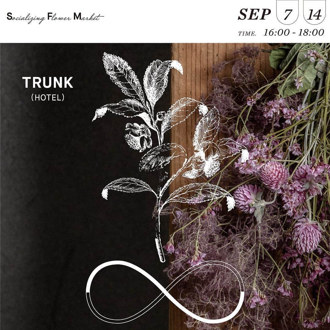 TRUNK(HOTEL)さんのインスタグラム写真 - (TRUNK(HOTEL)Instagram)「SOCIALIZING FLOWER MARKETを、9月7日(月) /14日(月)の16:00 - 18:00に開催します。  SOCIALIZING FLOWER MARKETとは、館内で行われるウェディングやイベント装飾で使用した通常では破棄されてしまう状態の良い花々を、素敵なブーケにアップサイクルして販売する取り組み。TRUNK(HOTEL)フラワーデザインチームのメンバーが「お花を捨ててしまうのはもったいない」と感じたことから生まれた、TRUNKらしい取り組みです。 ⁣  TRUNK(STORE)オンラインストアでは、同じく破棄されてしまう花々をアップサイクルしたドライフラワーのスワッグを販売中。TRUNK(HOTEL)フラワーデザインチームが1点1点デザインし、一つとして同じデザインは存在しません。（※売り切れ次第、終了いたします。）﻿  #trunkhotel #ブティックホテル #boutiquehotel⁣﻿ #socializing #sustainability #workshop #flower⁣﻿ #socializingflowermarket #ソーシャライジングフラワーマーケット #スワッグ #廃棄花」9月5日 10時41分 - trunkhotel_catstreet