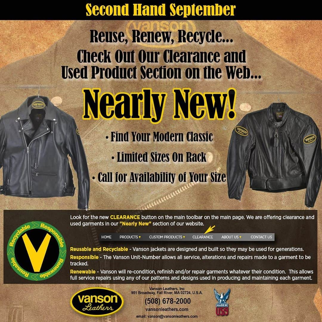 バンソンさんのインスタグラム写真 - (バンソンInstagram)「Visit our #clearance #nearlynew section on our website! There are lots of #secondhand #jackets to fit your #style and #budget  #vanson #leathers #fashion #armor #stylish #vansonleathers」9月5日 11時42分 - vansonleathers