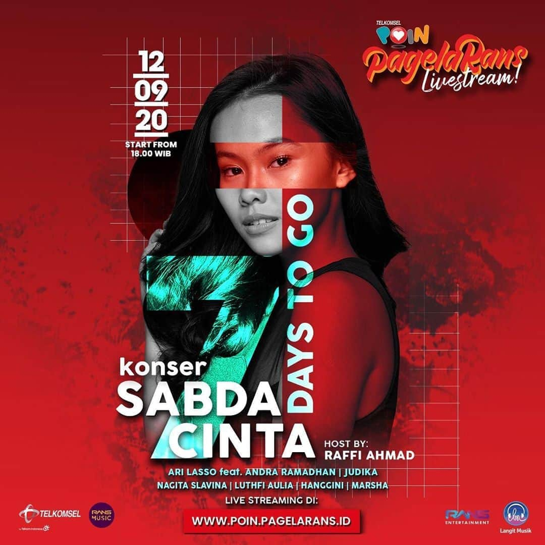 Raffi Ahmadさんのインスタグラム写真 - (Raffi AhmadInstagram)「7 hari lagi guys!!!  Menuju konser Sabda Cinta! Buruan tukerin 1 Poin Telkomsel kamu buat dapetin tiketnya!! Ketik POINKONSER kirim ke 777..Karena bakal ada penampilan keren dari @Jud1ka @ari_lasso @andra_photo  @luthfiaulia @hanggini @marshaz Dan @raffinagita1717  . kamu juga punya kesempatan buat dapetin motor dengan tuker poin kamu formatnya : ketik POINHADIAH kirim ke 777..Jangan sampe ketinggalan ya guys!!!」9月5日 19時03分 - raffinagita1717