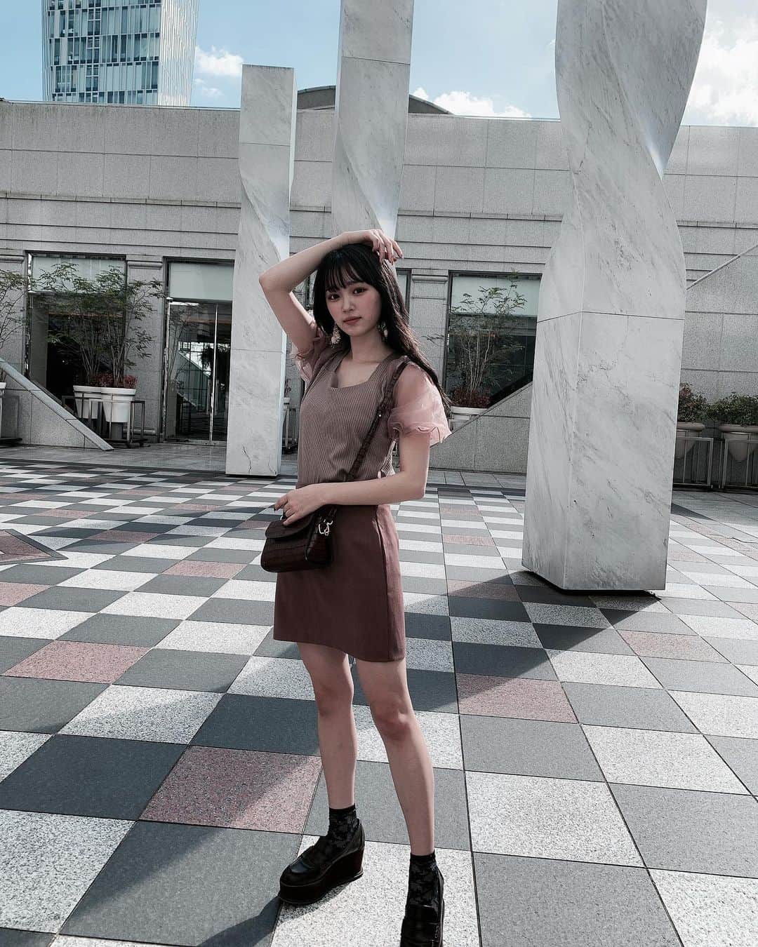 平野夢来（ゆぴぴ）のインスタグラム：「・ 『秋先取りコーデ🍂』 ・  #ゆぴぴこーで」
