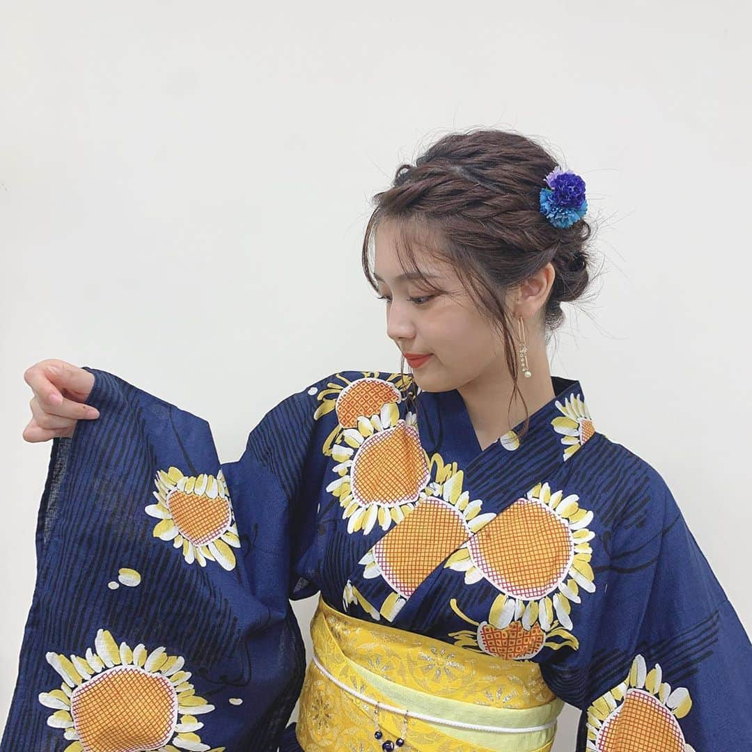 北野瑠華のインスタグラム：「きっとこれが今年最後の浴衣☺︎ #浴衣 #浴衣ヘアアレンジ」