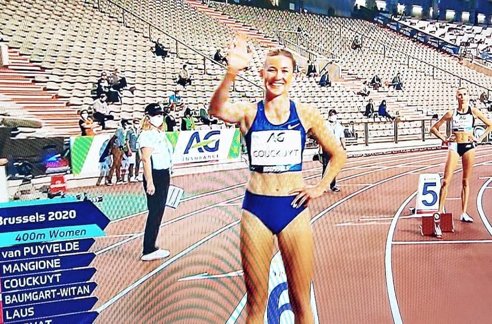 Paulien COUCKUYTのインスタグラム：「[I was so excited, and I could not hide it!] 🙋🏼‍♀️ . Loved running the 400m in a Diamond league at the @memorialvandamme ! 💎  . As a hurdler, I felt like a little kid in this good field of international 400m-runners ! 🙈 Wanted to run a little bit faster, but for this short and crazy year, I'm happy with the progress I've made!  . . . #400m #diamondleague #brussels #belgium #memorialvandamme #television #sporza #excited #athlete #belgiancheetahs #girlpower #nikeathlete」