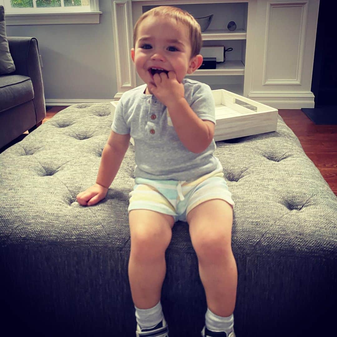 ディーナ・ニコール・コルテーゼのインスタグラム：「Hey guys!!! It’s me CJ! I’m 20 months old today ! I love to play outside and love cars .. my favorite movies are coco.. cars and trolls .. I love eating everything and cookies are my favorite .. mommy says I’m a little dare devil .. I love climbing on everything and I just taught myself how to jump off things .. mommy has a heart attack .. but then I blow her kisses and she can’t help but give me kisses and hugs .. I’m a real chatter box.  I had such an amazing summer having family bbqs .. going in our pool .. I love to swim and play in water! But I’m ready for fall .. mommy and daddy always have fun activities for me in fall 🥰🥰🥰」