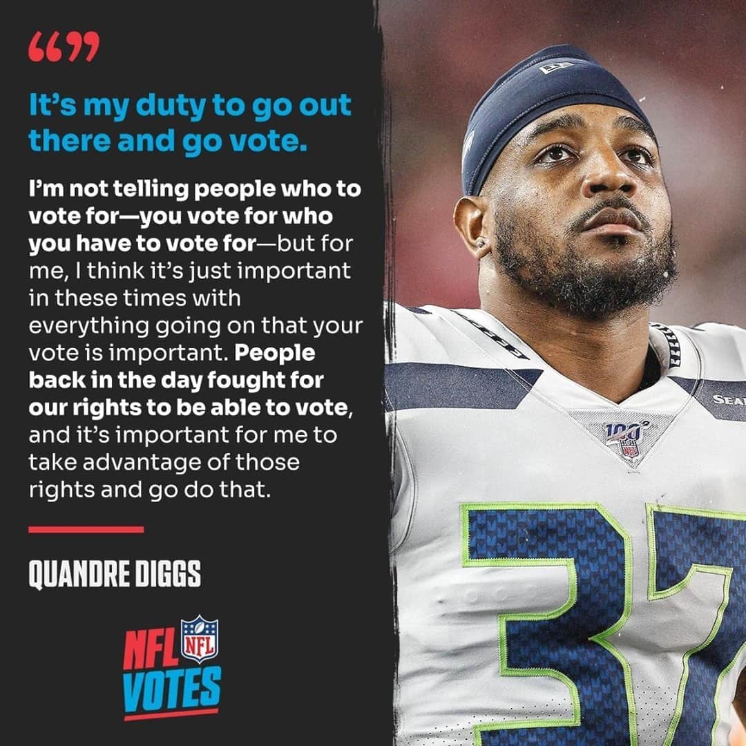 NFLさんのインスタグラム写真 - (NFLInstagram)「Take advantage of your right to vote. #NFLVotes (via @qdiggs6)」9月6日 1時30分 - nfl