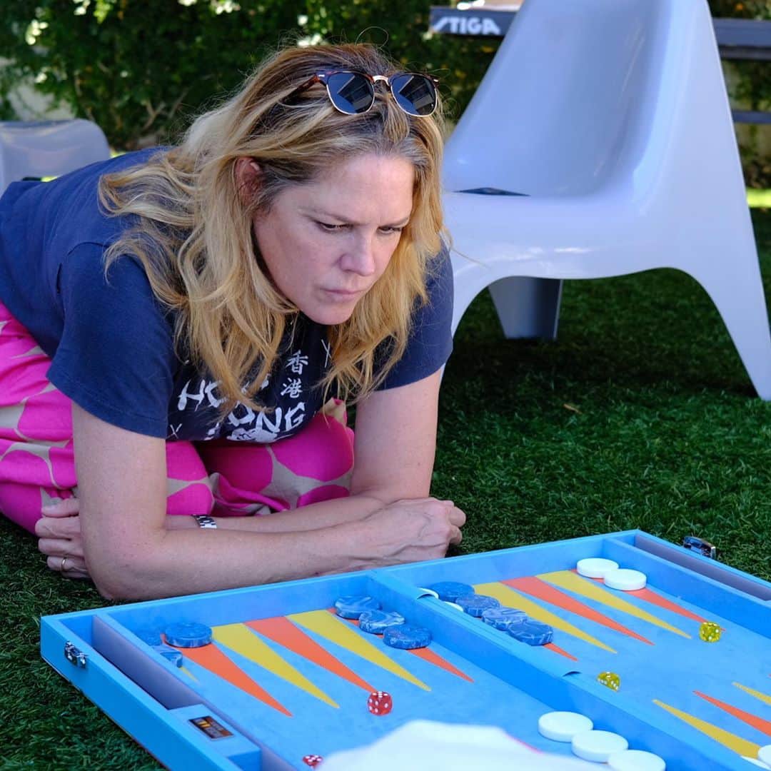メアリー・マコーマックのインスタグラム：「We’re big into games. This gorgeous set by @backgammonbaby is a staple over here. Every time we play i remember a night 16 yrs ago when Michael and I stayed up playing the whole night before our sweet Margaret was born.(see 2nd pic). We had no idea what was ahead of us. Happy Birthday to my first baby girl @margarett.morris. We ❤️ You honey.」