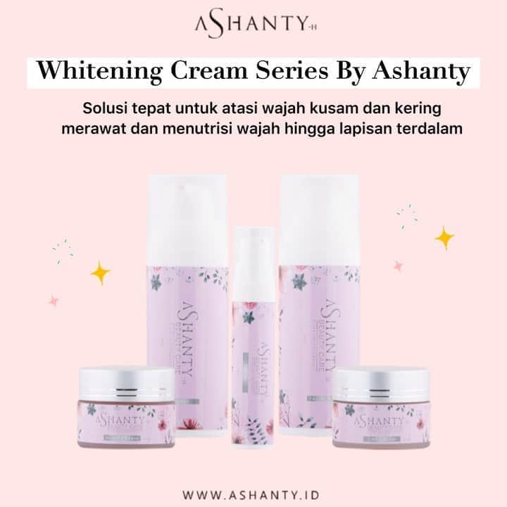 ASHANTY BEAUTY CREAM OFFICIALのインスタグラム：「Kenali kondisi kulit wajah dan berikan perawatan wajah yang tepat. Jika kulit wajah Ladies termasuk dalam kondisi wajah yang kering dan kusam Ashanty Beauty Cream Whitening Series jadi pilihan yang tepat. Dengan formula khusus yang mampu membuat wajah menjadi lebih bersih, cerah, berseri, lembut dan lembab 🌸  Satu paket whitening cream series : • Day Cream • Night Cream • Facial Wash • Face Toner • Serum • Exclusive Pouch   Gunakan rutin setiap pagi dan malam hari, istirahat cukup, perbanyak konsumsi air putih, buah dan sayur serta lakukan olahraga ringan dan dapatkan hasil kulit wajah idaman 🌸  _________________________________ Informasi dan pemesanan : WA: 081293823950 WA: 085781140354 WA: 081287388885 WA: 087778489900 FAST RESPONS CLICK LINK yang ada di Bio IG @ashantyid  _________________________________ #ashantybeautycosmetics #beauty #cosmetics #brandlocal #kosmetikhalal #makeup #kosmetikartis #ashanty #thehermansyah #beautyvlogger #jualkosmetikmurah #kosmetikmahal #kosmetikbagus #ashantyid #keluargaasix #ashantyhermansyah #mua」