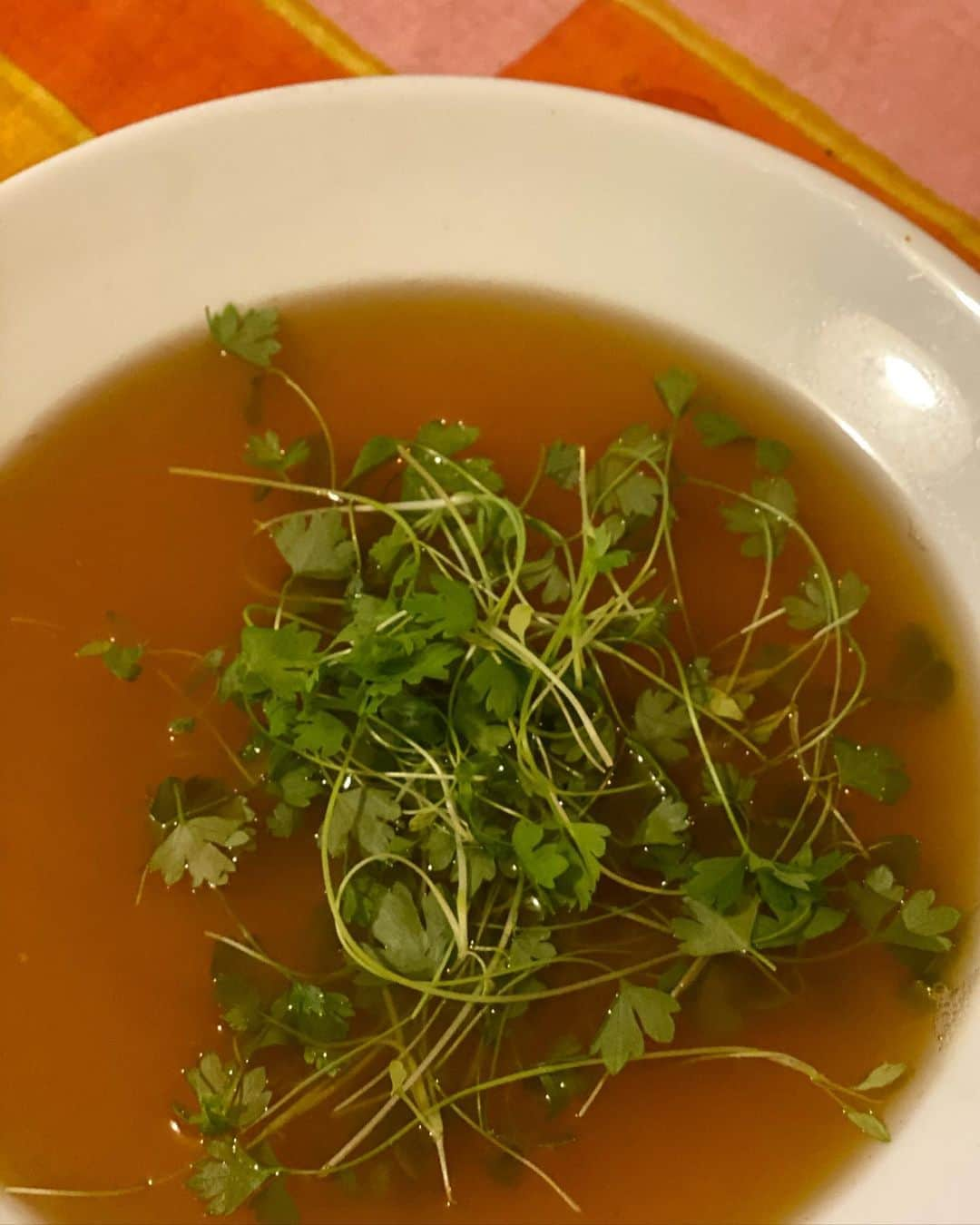 ザックポーゼンさんのインスタグラム写真 - (ザックポーゼンInstagram)「Homemade bone broth #Consommé with micro celery #cookingwithzac 🌱」9月6日 11時10分 - zacposen