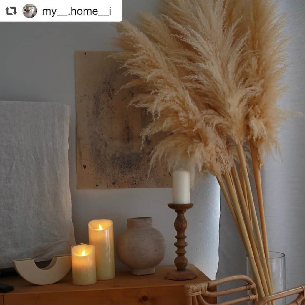 Otto Japan(オットージャパン) のインスタグラム：「@my__.home__i さん ご紹介ありがとうございます！  #repost @my__.home__i ・・・ 少しずつ秋らしく…🍂🌙  寝室のインテリアをちょっと追加🕯  夜寝る１時間前のルーティーン💤  眠る前１時間ほど寝室で、 家族みんなで川の字になってゴロゴロお話ししたり、 子供たちはベッドで飛び跳ねたり 絵本を読んだりして過ごします👨🏻👩🏻👦🏻👶🏻💤  部屋の電気は消してこちらのロウソクを灯して過ごす❁  本当の火のようでとっても癒されますね❁ 特に壁に照らされる光は本当の火のようです  このまま寝てしまってもタイマーで 自動的に消灯するのでとっても便利。  こちらは @my.motto.jp さんで❁ . . LUMINARA（4×9）（3.5×5） .  https://store.otto.jp  . . . 写真を撮っていて キャンドルにパンパグラス 後ろのポスターがなんだか十五夜のようで  お団子🍡を置いたら完璧な十五夜スタイルだなぁ と思いクスッと笑ってしまいました☺️  . . . #ノースモール公式アンバサダー #ノースモール #ノースモールサイト #pr#オットー#オットージャパン#くらし #くらしを楽しむ #丁寧な暮らし #暮らし #シンプルホーム#子供のいる暮らし #寝室 #寝室インテリア #パンパグラス#luminara #ルミナラ #キャンドル#キャンドルのある暮らし #テレビボード #zarahome」