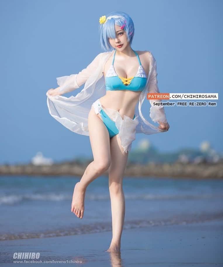 千尋のインスタグラム：「World Cutest Rem Waifud(d＇∀＇) Would you love to go to beach with CHIHIRO?d(d＇∀＇)  Subscribe for September's Patreon $1 you can get 2 Rem's photos. VIP can get 8 Photos!  Though second season Rem have very few scene ... but no doubt Rem is the Cutest!!!இдஇ  Please support me if you like my work!  Patreon 🌟 https://www.patreon.com/chihirosama  #從零開始的異世界生活 #雷姆 #rezerokarahajimeruisekaiseikatsu #rem #remcosplay」