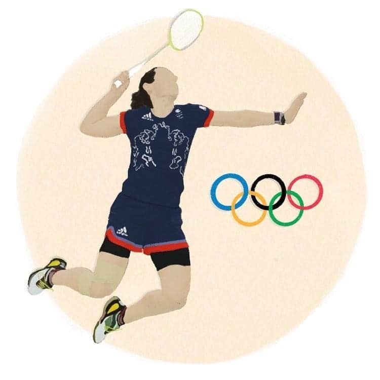 カースティ・ギルモアのインスタグラム：「PEOPLE ARE SO NICE! A massive thank you to @marz.doodles for taking the time to illustrate me 😁♥️ Mega cool! Give her a follow for more cool drawings! ☝🏼🙆🏼‍♀️ • • • • • #badminton #illustration #illustrator #olympics #teamgb #glasgow #scotland #jumpsmash」