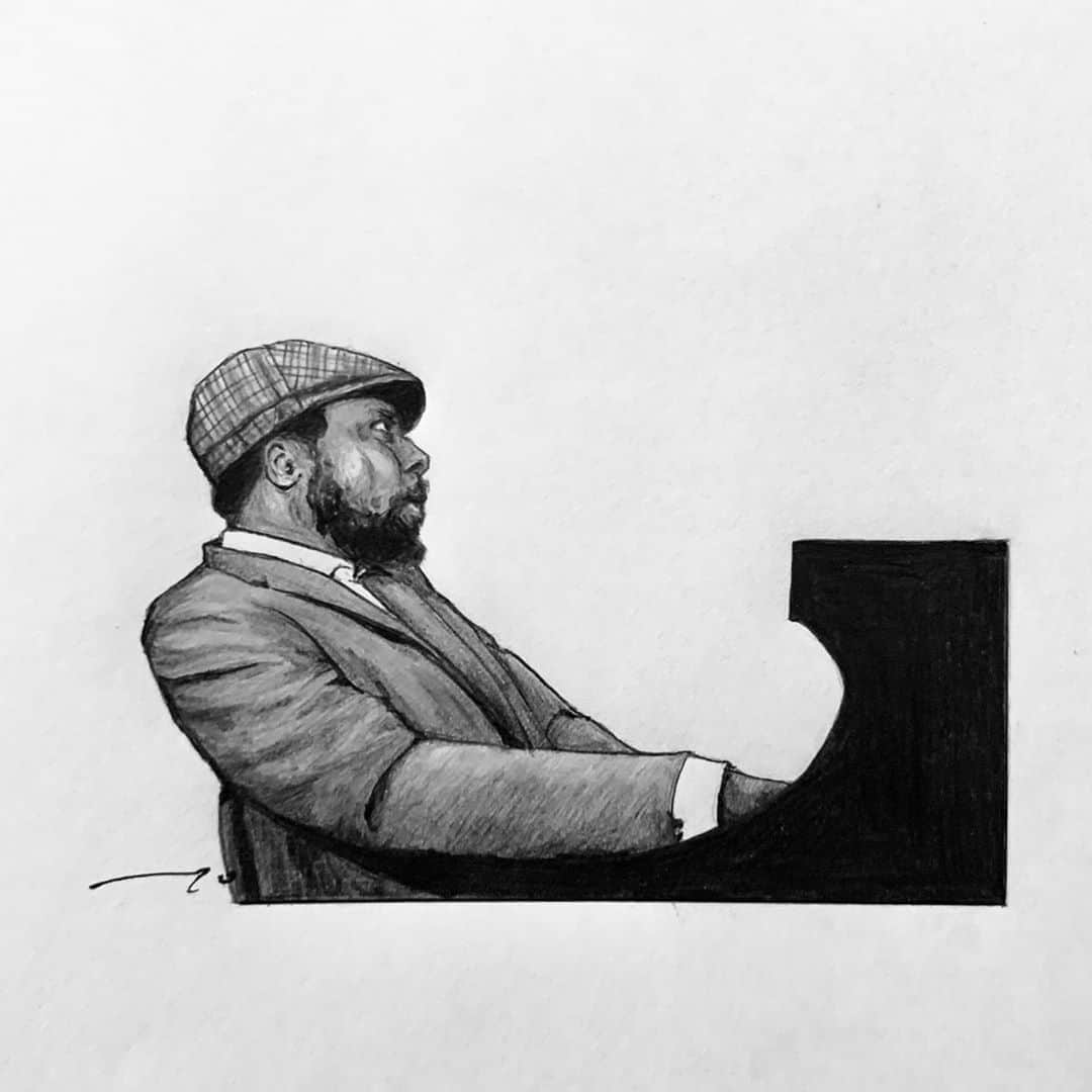 逢坂庵さんのインスタグラム写真 - (逢坂庵Instagram)「sketch0907 ・ ・ #jazz #jazzart #theloniousmonk #piano #jazzpiano #pencilart #portraitsketch #illustration #illustagram #monochrome #artwork #staedtler #ジャズ #セロニアスモンク #ピアノ #ジャズピアノ #イラスト #イラストグラム #鉛筆画 #人物画 #素描 #モノクロイラスト #ジャズ好きな人と繋がりたい #brilliantcorners #jazzgiants」9月6日 19時58分 - ohzaka_an