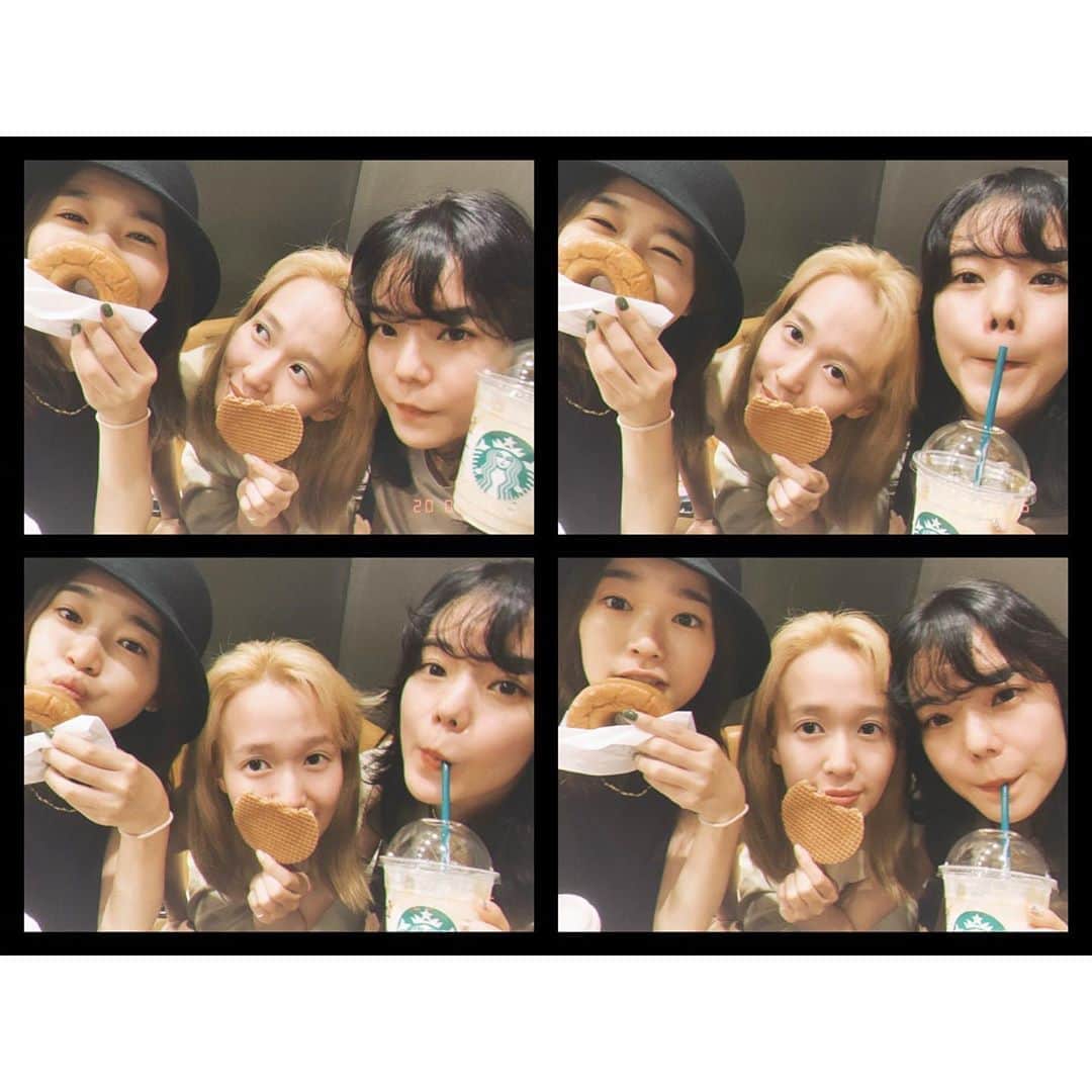 猪鼻ちひろのインスタグラム：「☕️🍩 自由で陽気なふたり♡ あっという間に時間が過ぎる。 あー楽しかった😂☺️ #iPhoneの左側の画面が全部押せなくて困っています #ほんとに文字打てない #なったことある人いますか #アップルストア #行かなきゃ #どうしたら良いのぉぉぉお」