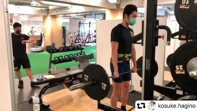 萩野公介のインスタグラム：「#repost @kosuke.hagino ・・・ 先日苦手なウエイトトレーニングを 指導していただきました！ いつもと違う刺激が入ると筋肉痛が よくきますね～😱 #fluxconditionings  #bridgestone  #chaseyourdream  #nike #justdoit」