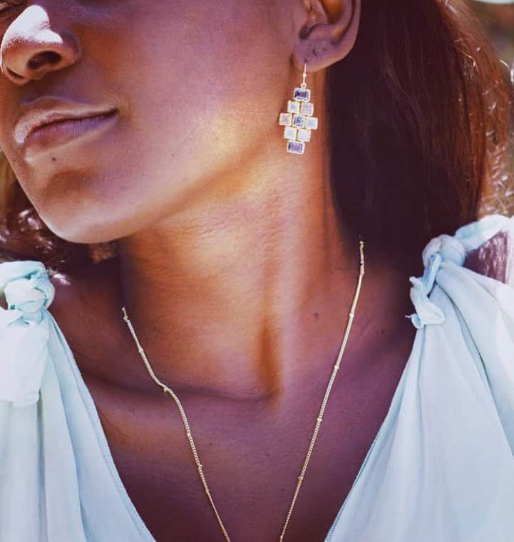 アズニさんのインスタグラム写真 - (アズニInstagram)「Classic mosaic inspired earrings. Aqua chalcedony, labradorite and Iolite. Perfect gemstone partners.  #athena #athenacollection #azuni #azunilondon #gemstoneearrings #gemstonejewelry」9月6日 23時44分 - azunilondon