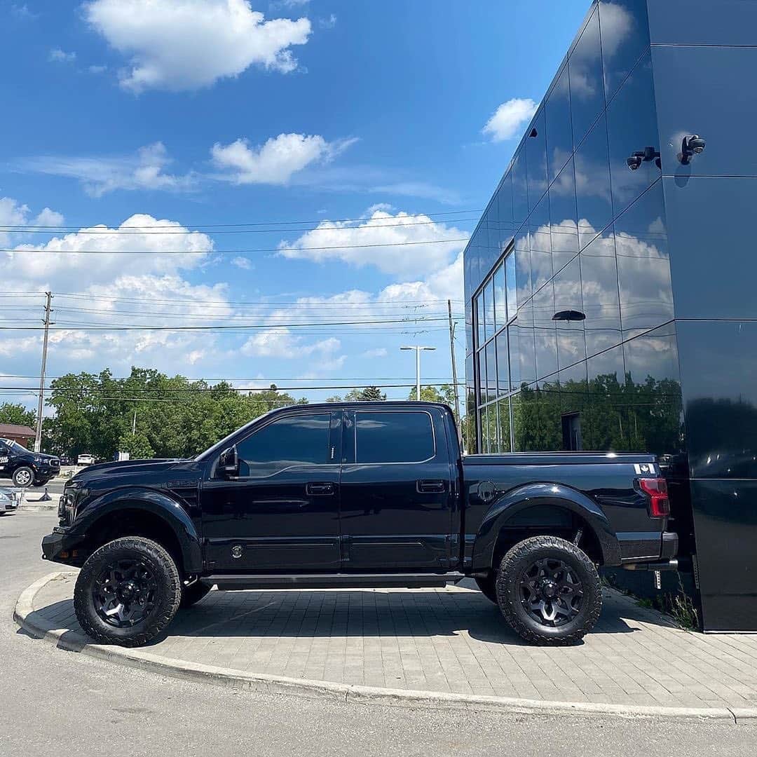 CarsWithoutLimitsさんのインスタグラム写真 - (CarsWithoutLimitsInstagram)「New Arrival @YongeSteelesFordLincoln a Rare #2020 #FORD #F150 #LARIAT #BLACKOPS Special Edition by Tuscany with only 5,850 Kms. Come view it at 7120 #YongeStreet, #Thornhill, ON. “The Best Ford Deals In Canada 🇨🇦 Are At Yonge Steeles Ford Lincoln.”  Details:  Tuscany brand 6" lift kit Heavy-duty performance shocks Custom Black Factor painting (no exterior chrome) Full replacement grille View more details Full replacement Dual Ram Air Hood Tuscany brand tonneau cover Painted black grille, fender flares, Ford ovals, air hood, and tonneau cover Black powder-coated bull bar with LED lights Black powder-coated Ford brand 5" oval step bars Black powder-coated dual tip performance exhaust BLACK OPS by Tuscany exterior badging Stealth black BLACK OPS rims BF Goodrich all-terrain black wall tires」9月7日 1時03分 - carswithoutlimits