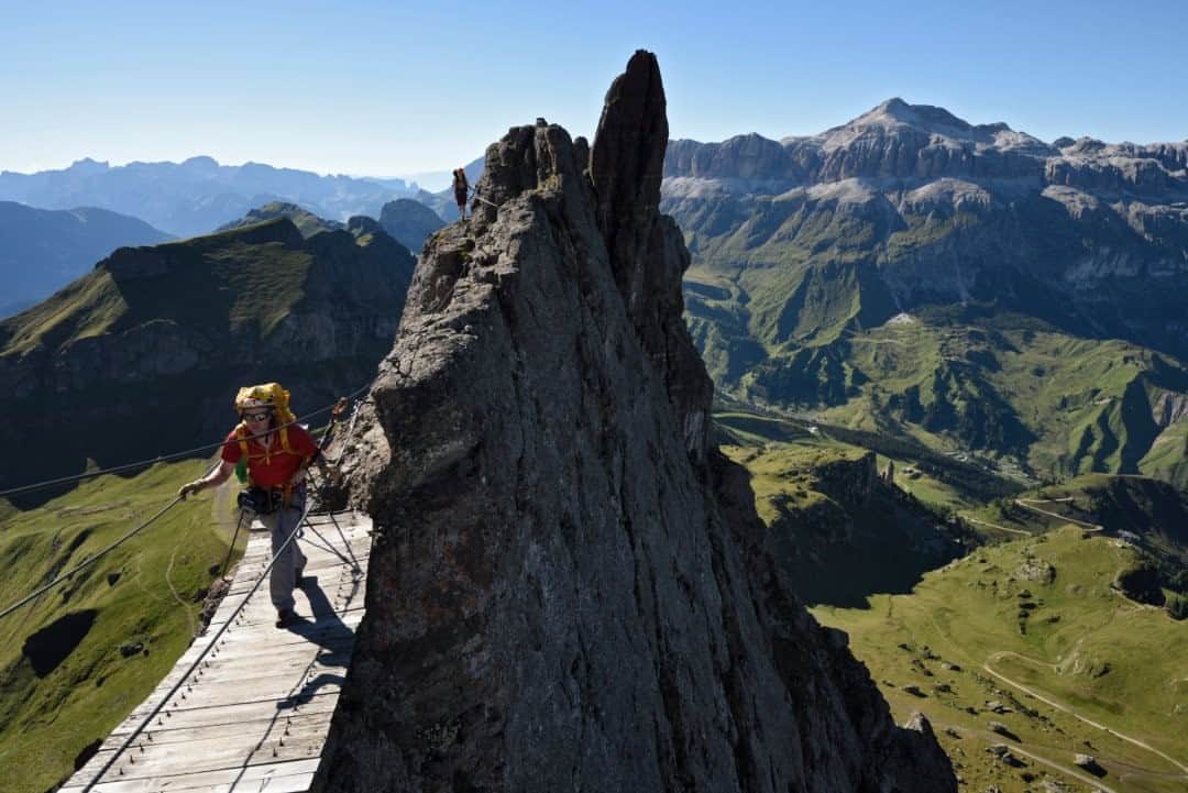 National Geographic Travelさんのインスタグラム写真 - (National Geographic TravelInstagram)「Photo by Robbie Shone @shonephoto  This via ferrata, known as Via Delle Trincee or the Way of the Trenches, passes ruined World War I buildings balanced precariously on the ridge. The final third of the route runs past gun emplacements and along tunnels. The start of the route involves climbing along a knife-edge ridge passing bridges over chasms below.」9月7日 1時06分 - natgeotravel