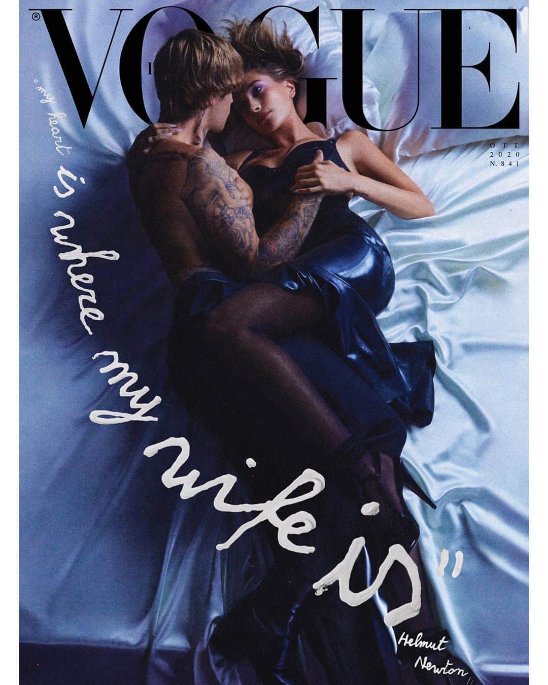 Vogue Italiaさんのインスタグラム写真 - (Vogue ItaliaInstagram)「“My heart is where my wife  is” said Helmut Newton. His life devotion for his wife June Newton and their creative relationship influenced all aspects of his work. To honor their partnership we asked @HaileyBieber and @JustinBieber, one of today's most iconic celebrity couples, to be the protagonists of our cover story.  Photographed by @EliRussellLinnetz and styled by @melzy917 in @YSL by @AnthonyVaccarello  Discover more via link in bio.  Full credits: Editor-in-Chief @EFarneti Creative director @FerdinandoVerderi Casting directors @pg_dmcasting @samuel_ellis Justin’s personal stylist @KarlaWelchstylist Text @MicheleFossi  Hair @SerenaRadaelli @cloutierremix Make-Up @FrancescaTolot @cloutierremix Grooming for Justin @brittsully Manicure @KimmieKyees @thewallgroup  Set design @HeathMattioli @frankreps  On set @roscoproduction #aboutNewton」10月6日 2時01分 - vogueitalia