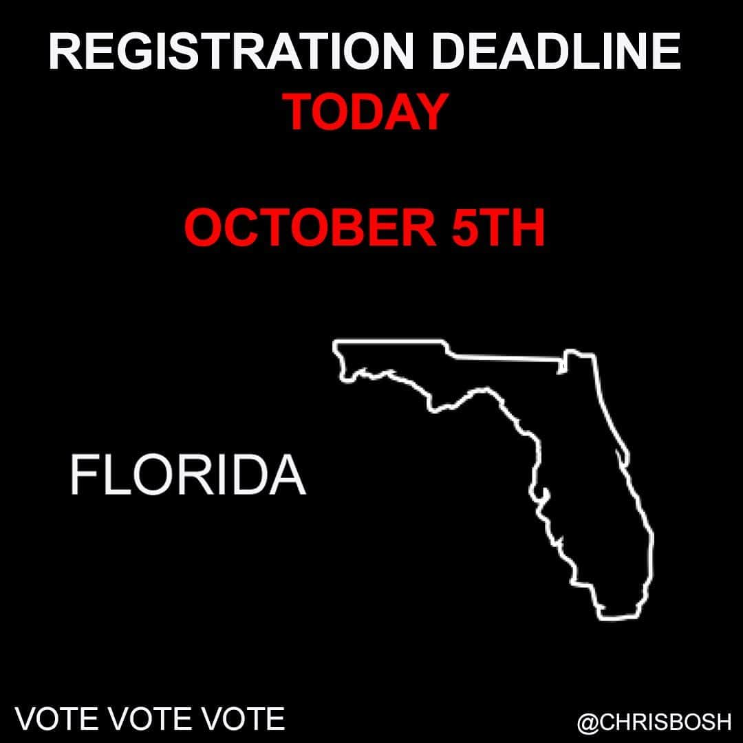 クリス・ボッシュさんのインスタグラム写真 - (クリス・ボッシュInstagram)「VOTER REGISTRATION DEADLINE TODAY FOR:  TEXAS, FLORIDA. MONTANA, OHIO, INDIANA, KENTUCKY, LOUISIANA, MISSISSIPPI, ARIZONA, GEORGIA, HAWAII, TENNESSEE. 🗳   Text VOTER to 26797 to register to vote if your state is listed above and you are unsure if you are registered. It’s simple and important that we all vote in this election. Many states have registration deadlines coming up very soon, so swipe and see when your state’s deadline is. #Vote #VoteReady #IAmAVoter #WhenWeAlllVote」10月6日 2時07分 - chrisbosh