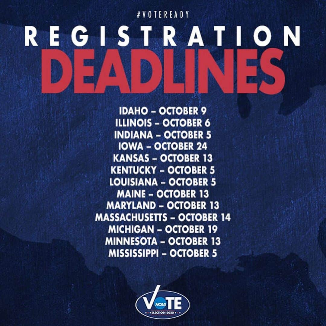 クリス・ボッシュさんのインスタグラム写真 - (クリス・ボッシュInstagram)「VOTER REGISTRATION DEADLINE TODAY FOR:  TEXAS, FLORIDA. MONTANA, OHIO, INDIANA, KENTUCKY, LOUISIANA, MISSISSIPPI, ARIZONA, GEORGIA, HAWAII, TENNESSEE. 🗳   Text VOTER to 26797 to register to vote if your state is listed above and you are unsure if you are registered. It’s simple and important that we all vote in this election. Many states have registration deadlines coming up very soon, so swipe and see when your state’s deadline is. #Vote #VoteReady #IAmAVoter #WhenWeAlllVote」10月6日 2時07分 - chrisbosh