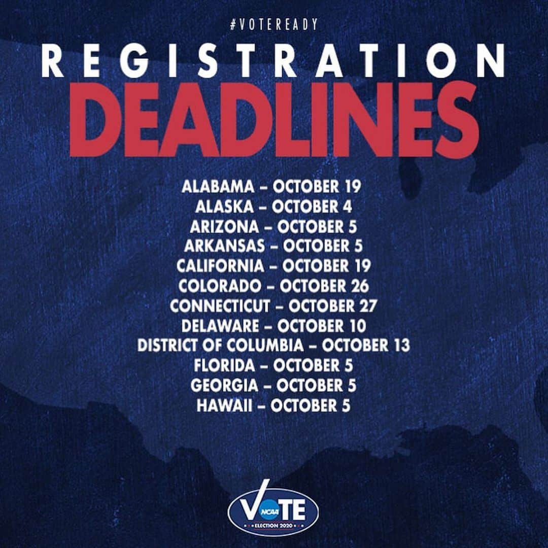 クリス・ボッシュさんのインスタグラム写真 - (クリス・ボッシュInstagram)「VOTER REGISTRATION DEADLINE TODAY FOR:  TEXAS, FLORIDA. MONTANA, OHIO, INDIANA, KENTUCKY, LOUISIANA, MISSISSIPPI, ARIZONA, GEORGIA, HAWAII, TENNESSEE. 🗳   Text VOTER to 26797 to register to vote if your state is listed above and you are unsure if you are registered. It’s simple and important that we all vote in this election. Many states have registration deadlines coming up very soon, so swipe and see when your state’s deadline is. #Vote #VoteReady #IAmAVoter #WhenWeAlllVote」10月6日 2時07分 - chrisbosh