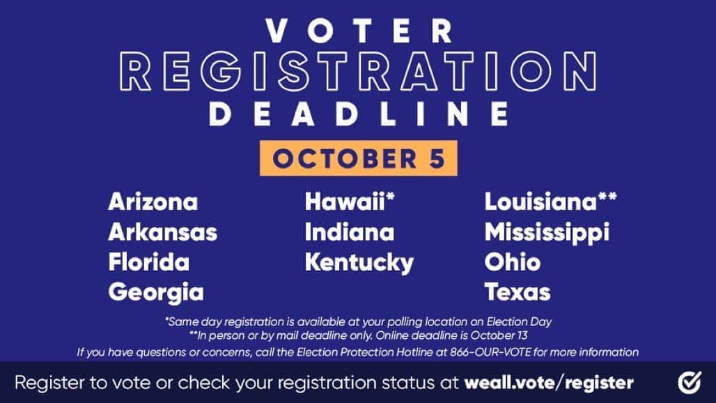 コモンさんのインスタグラム写真 - (コモンInstagram)「Register. To. Vote. If you’re in one of these states, today is your final day to register. Make your voice heard this Election. Love.」10月6日 2時56分 - common