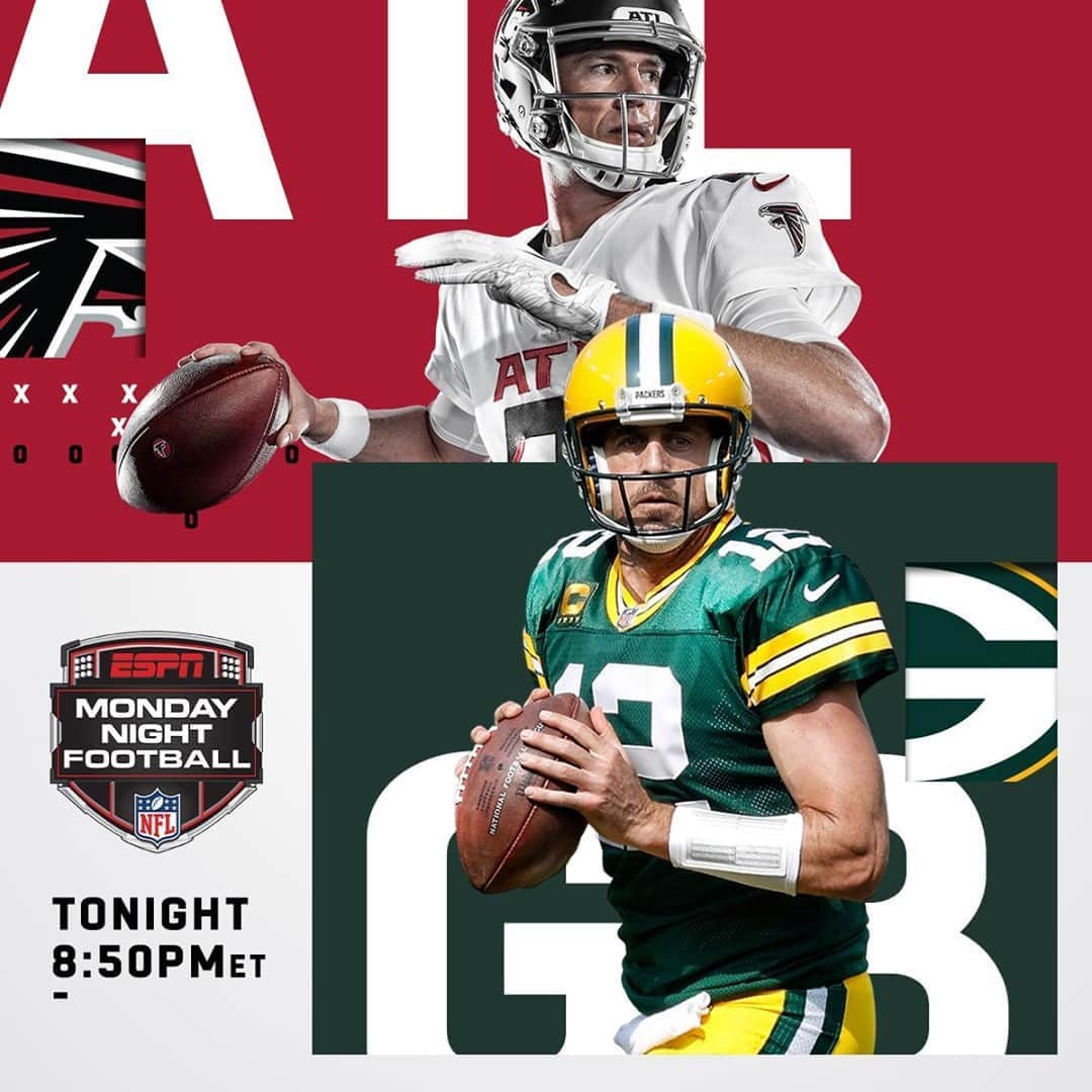 NFLさんのインスタグラム写真 - (NFLInstagram)「Ryan vs. Rodgers. Game on. 🏈⁣ ⁣ 📺: #ATLvsGB -- Tonight 8:50pm ET on ESPN⁣ 📱: NFL app // Yahoo Sports app」10月6日 3時30分 - nfl