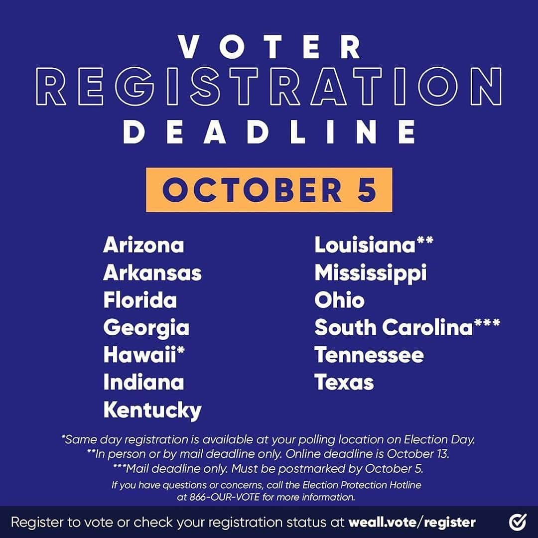 アレックス・シブタニさんのインスタグラム写真 - (アレックス・シブタニInstagram)「If you live in any of these states: Arizona Arkansas Florida Georgia Hawaii Indiana Kentucky Louisiana Mississippi Ohio South Carolina Tennessee Texas  Your deadline to register is today. Get #RegisteredAndReady to #vote. @whenweallvote」10月6日 4時59分 - alexshibutani