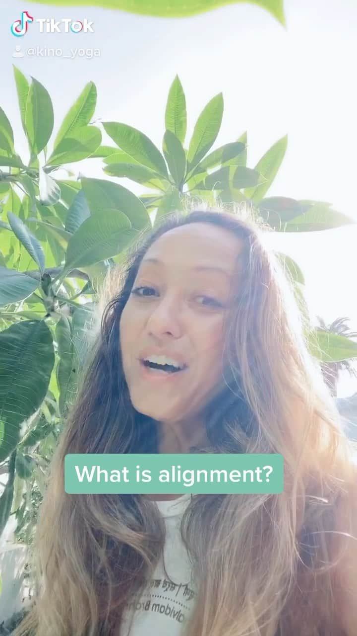 キノ・マクレガ―のインスタグラム：「What is alignment?   It’s not a list of do’s and don’ts to follow for the body and mind. It’s not about being correct.  Alignment it about ease and flow and about finding just enough challenge to keep you moving forward. Imagine stepping into alignment with the Universe, with God’s will for you.  I’ve got more to say about this. Watch the full talk on my Tiktok—kino_yoga   #yoga #yogi #kinoyoga #alignment #1111 #spirituality #yogawisdom」