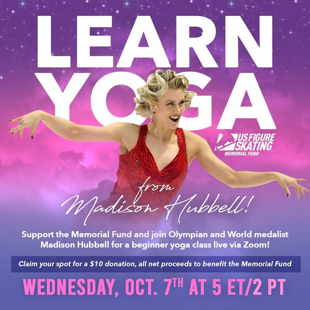 マディソン・ハベルのインスタグラム：「Hey guys! I am teaching yoga this Wednesday at 5 pm ET. The class is open to absolutely anyone who wants to join. The class fee of $10 will be donated to @usfigureskating , specifically benefiting the Memorial Fund. The class level will be appropriate for any fitness level or age, and I will leave the sign up link in my bio. Please feel free to message me if you have any questions.  . . I hope to see you Wednesday!」