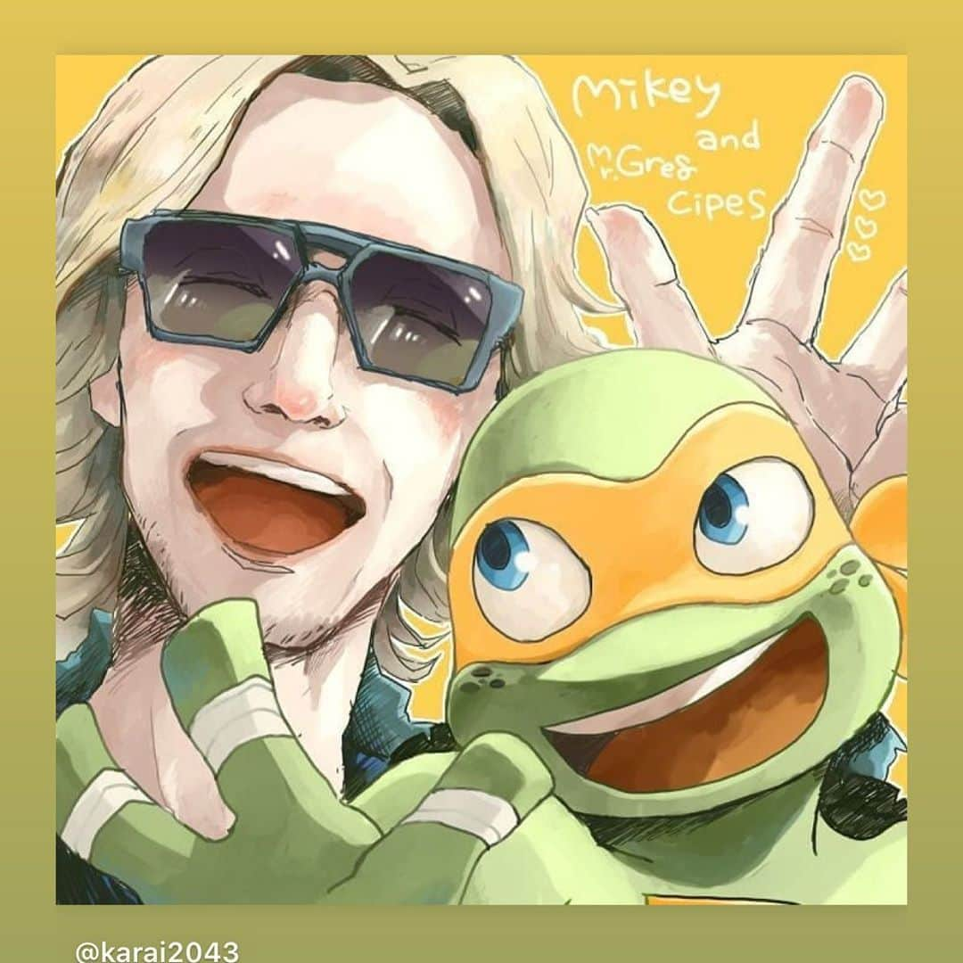 グレッグ・サイプスさんのインスタグラム写真 - (グレッグ・サイプスInstagram)「Fanart of the week! 💚🐢🐢🙏🐢🐢💚#gregmikeycipes #tmnt #mikey @tmnt」10月6日 8時32分 - gregcipes