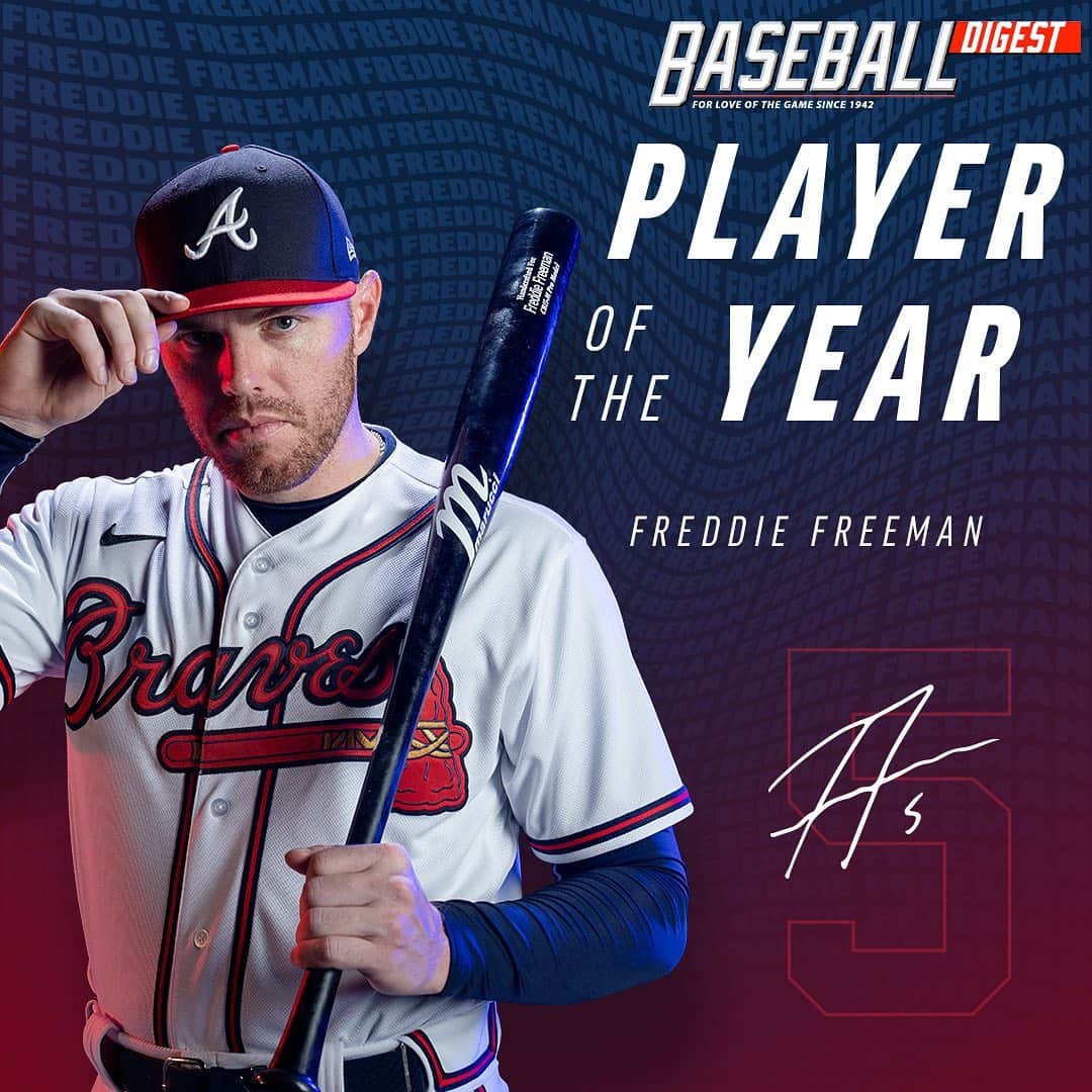 アトランタ・ブレーブスさんのインスタグラム写真 - (アトランタ・ブレーブスInstagram)「Congratulations to Freddie Freeman for being named Baseball Digest’s 2020 MLB Player of the Year! #MVFree」10月6日 9時08分 - braves