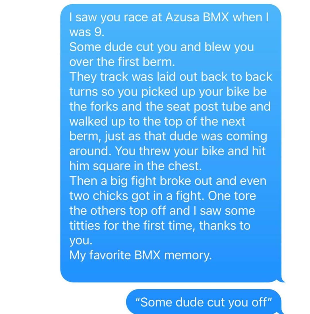 ウエストコーストチョッパーズさんのインスタグラム写真 - (ウエストコーストチョッパーズInstagram)「A BMX Throwback too good not to share!.... Swipe to read a text exchange between BMX Legend @harrylearyturbo4_hlt4 and myself remembering the first time I peeped some Titties in the wild at Azusa BMX in 1978😜 #jessejames」10月2日 4時30分 - popeofwelding