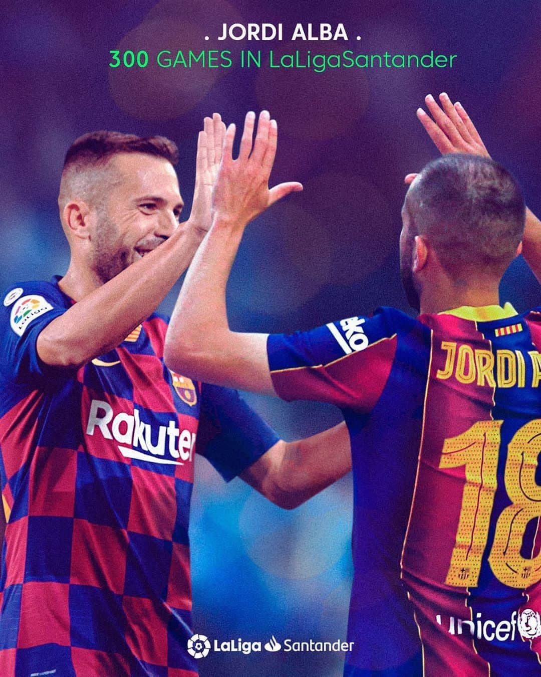 LFPさんのインスタグラム写真 - (LFPInstagram)「3️⃣0️⃣0️⃣ games for @jordialbaoficial with @fcbarcelona in #LaLigaSantander! 💙🔝❤️CONGRATULATIONS! 🙌🏻  💙🔝❤️¡Jordi Alba cumple 3️⃣0️⃣0️⃣ partidos con el FC Barcelona en LaLiga Santander! ¡Enhorabuena! 🙌🏻  #JordiAlba #Barça #CeltaBarça #LaLiga #YouHaveToLiveIt #HayQueVivirla」10月2日 5時29分 - laliga