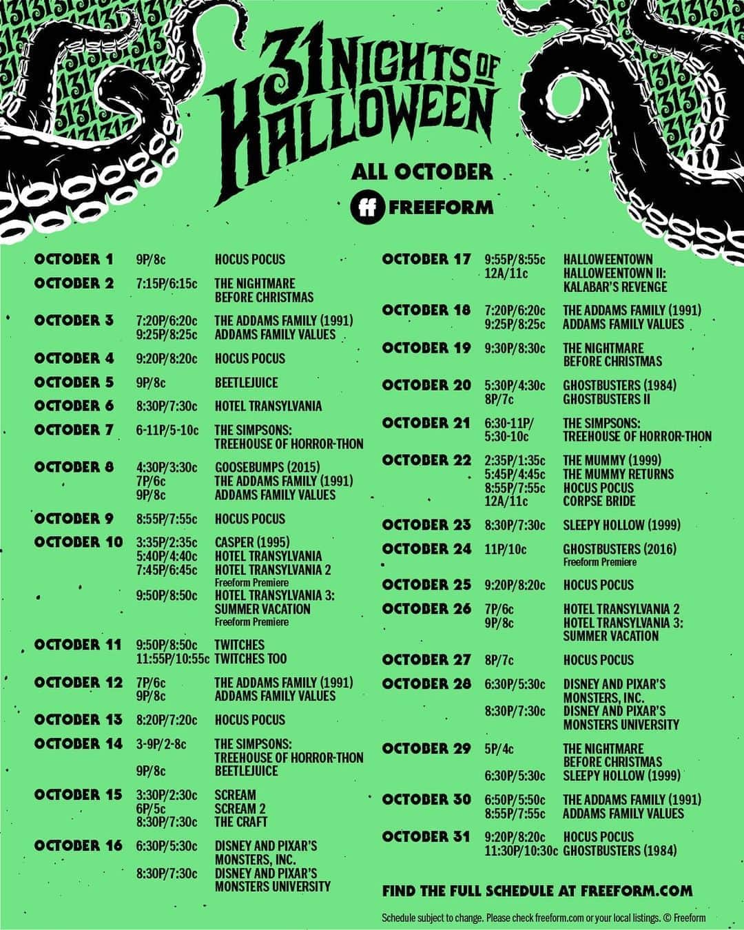 アメリカン・ブロードキャスティング・カンパニーのインスタグラム：「It’s about to get spooky. @31NightsOfHalloween begins Thursday on @Freeform. #31NightsOfHalloween」