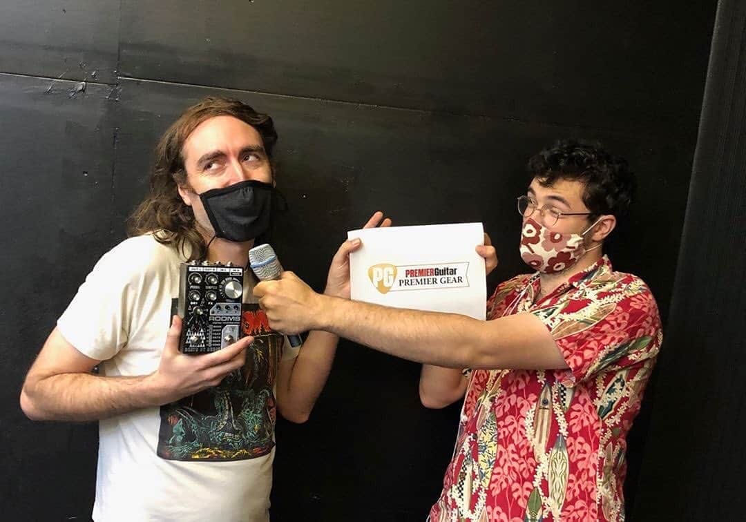 A Place to Bury Strangersのインスタグラム：「Repost • @deathbyaudioeffects It is with great pride and, above all else, humility that we say thank you to @premierguitar for bestowing unto us a 2020 PREMIER GEAR AWARD for ROOMS! Pictured here: Oliver Ackermann accepts Premier Gear Award for Critical Advancements in Sick Ass Tone (2020, colorized) #premiergear #awardwinningtone」
